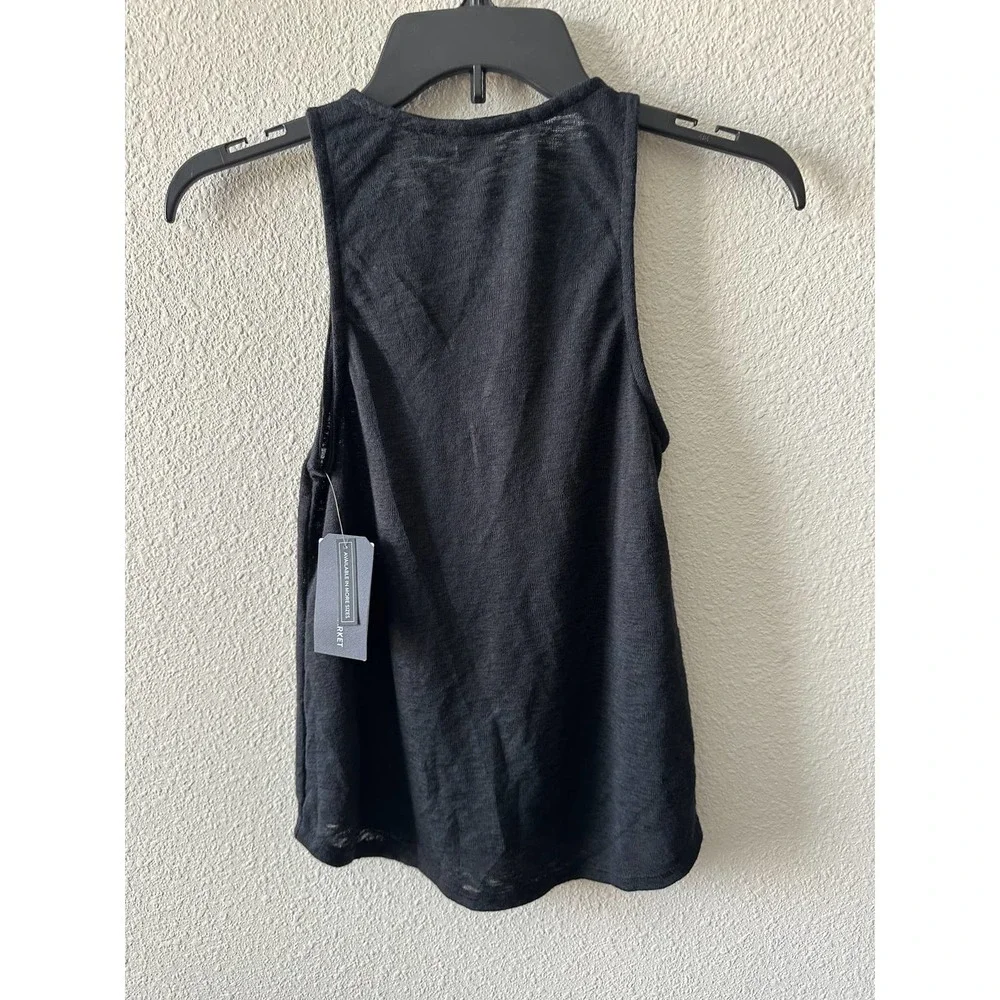 Melrose & Market Women Tank Top Sleeveless V Neck Black Button Front - Picture 6 of 15